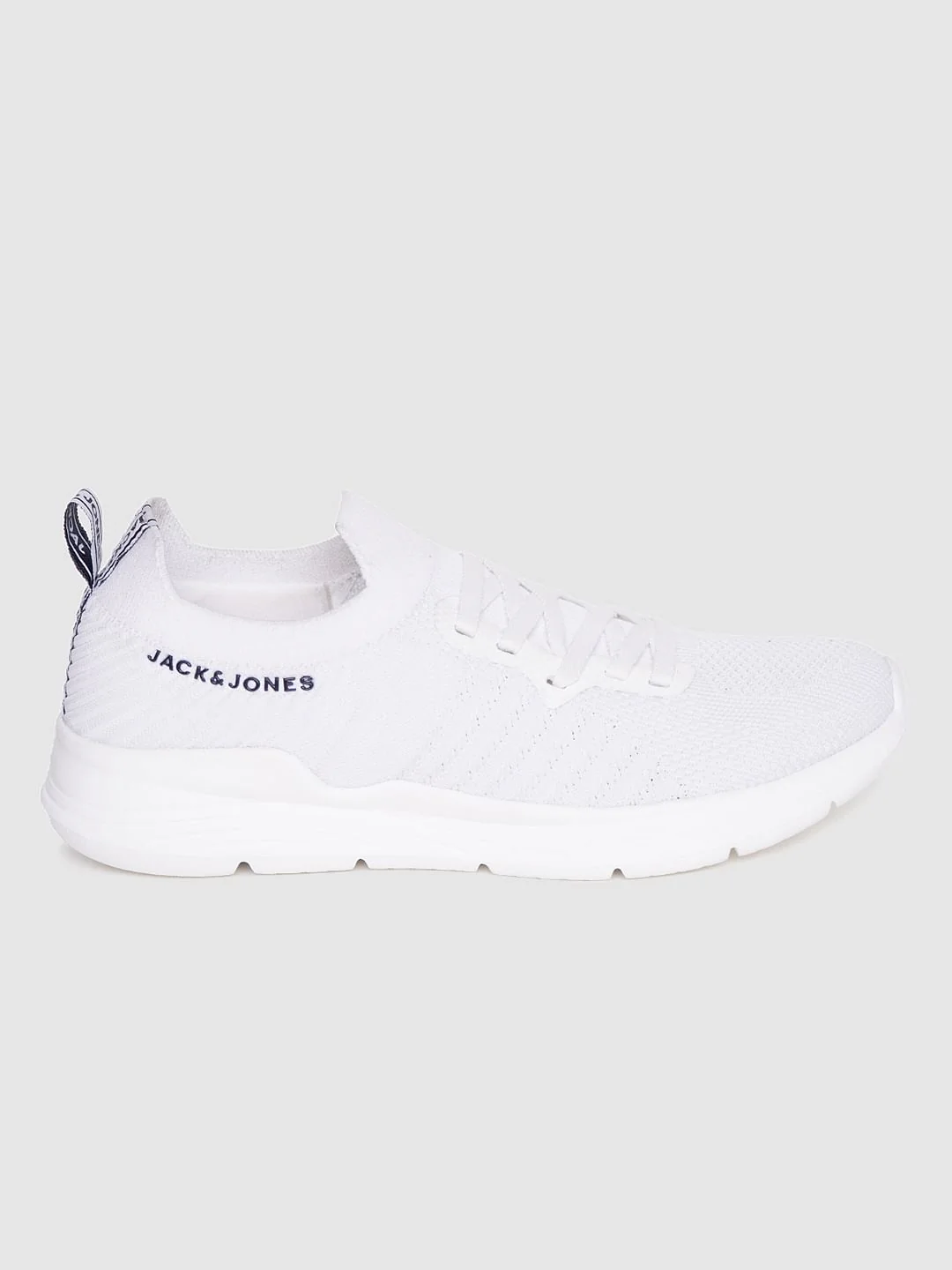 White Logo Print Lace Up Sneakers