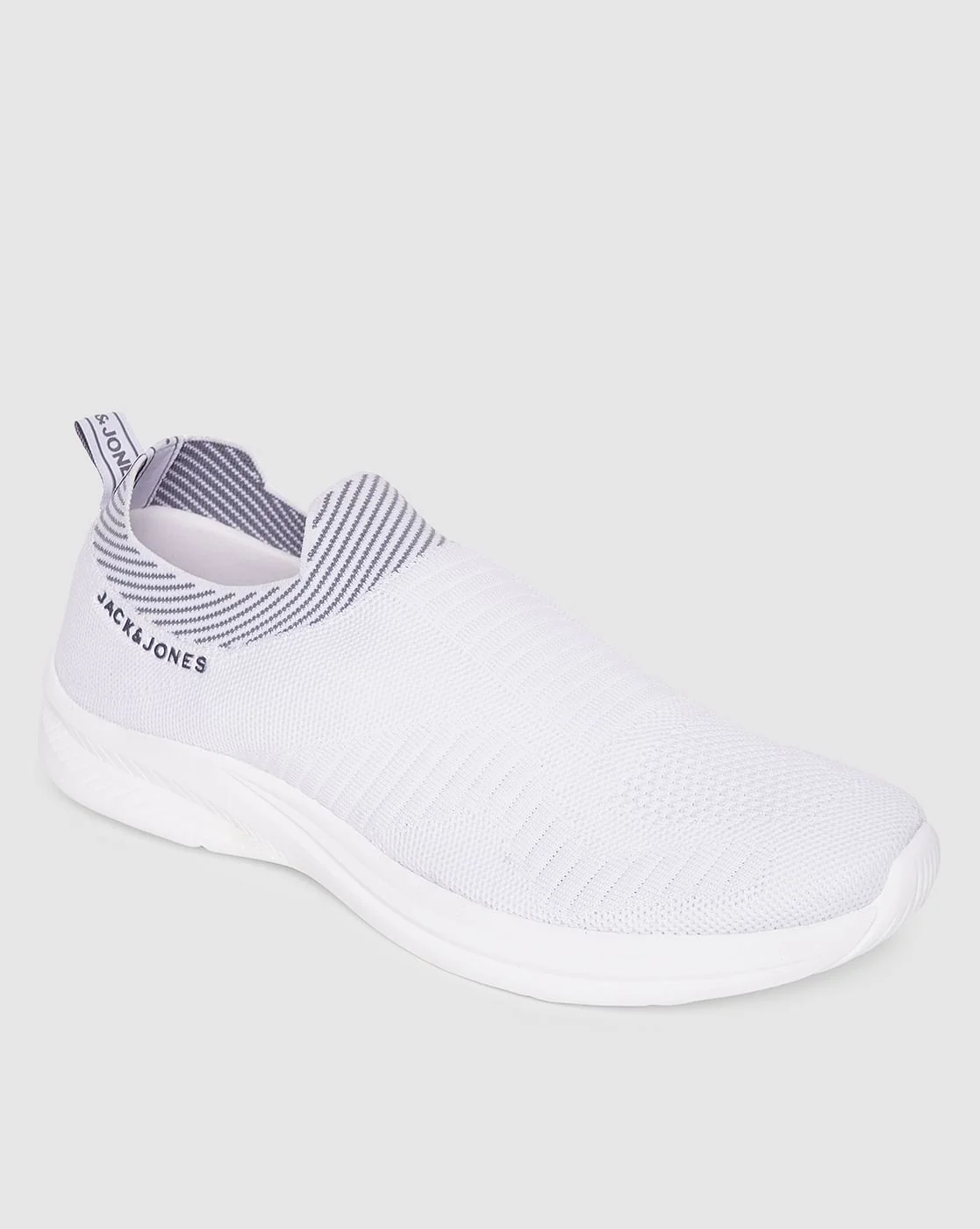 White Logo Print Slip On Sneakers