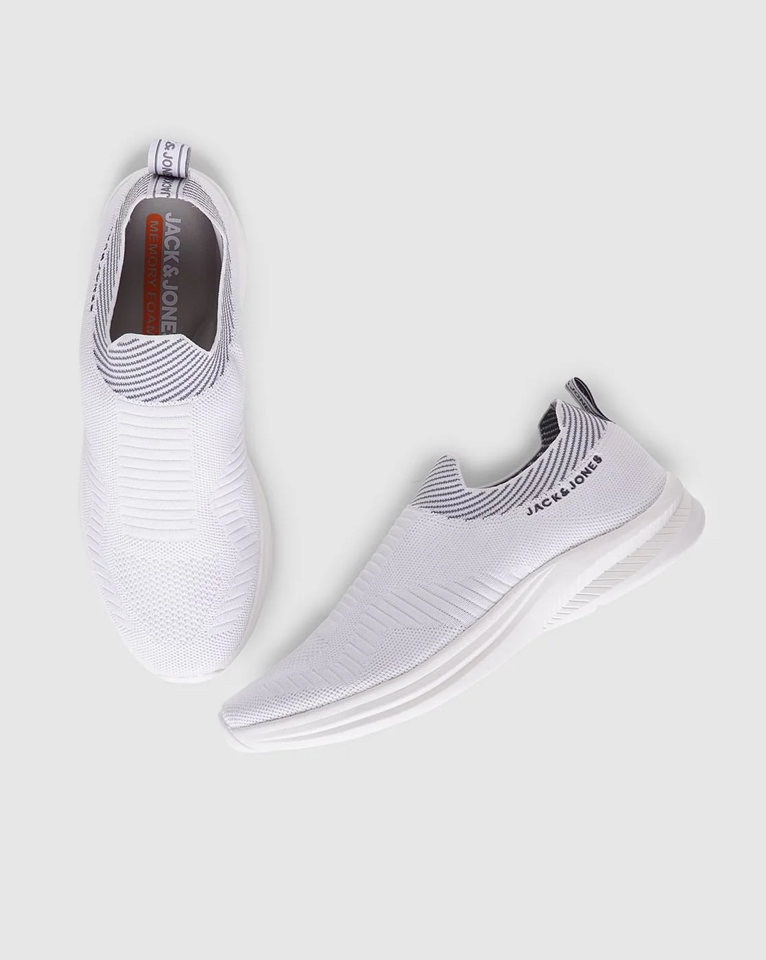 White Logo Print Slip On Sneakers - Image 3