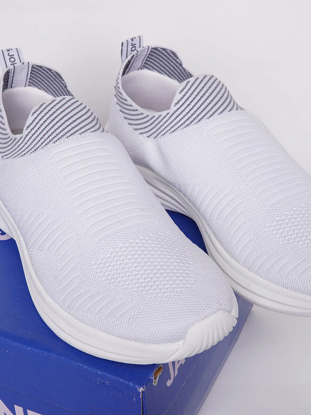 White Logo Print Slip On Sneakers - Image 7