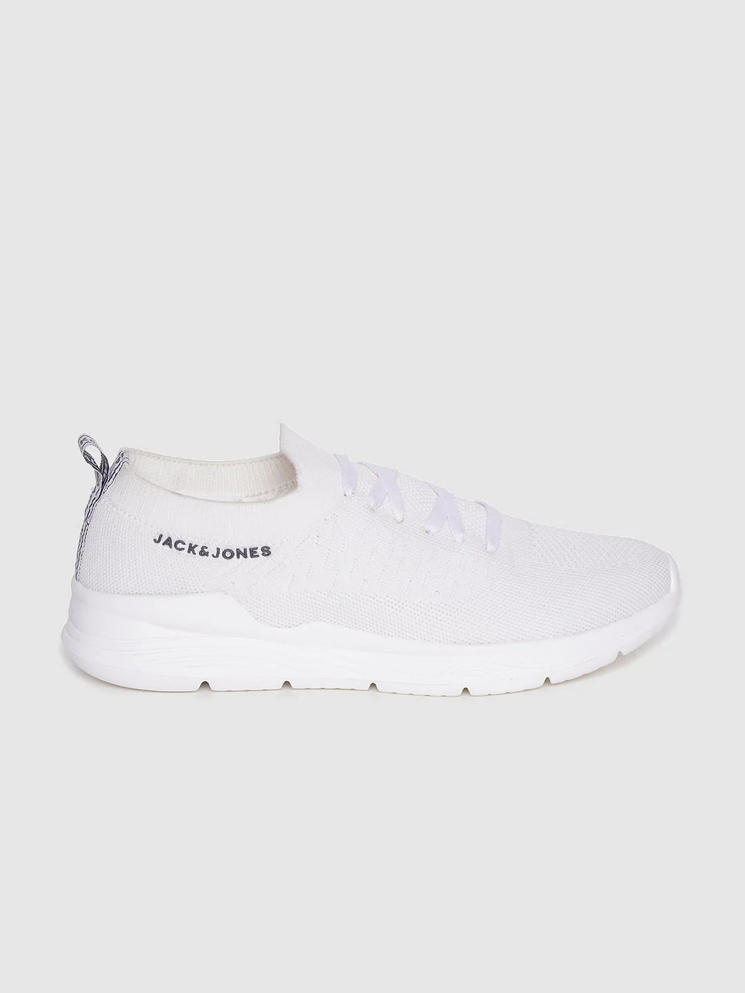 White Logo Print Lace Up Sneakers