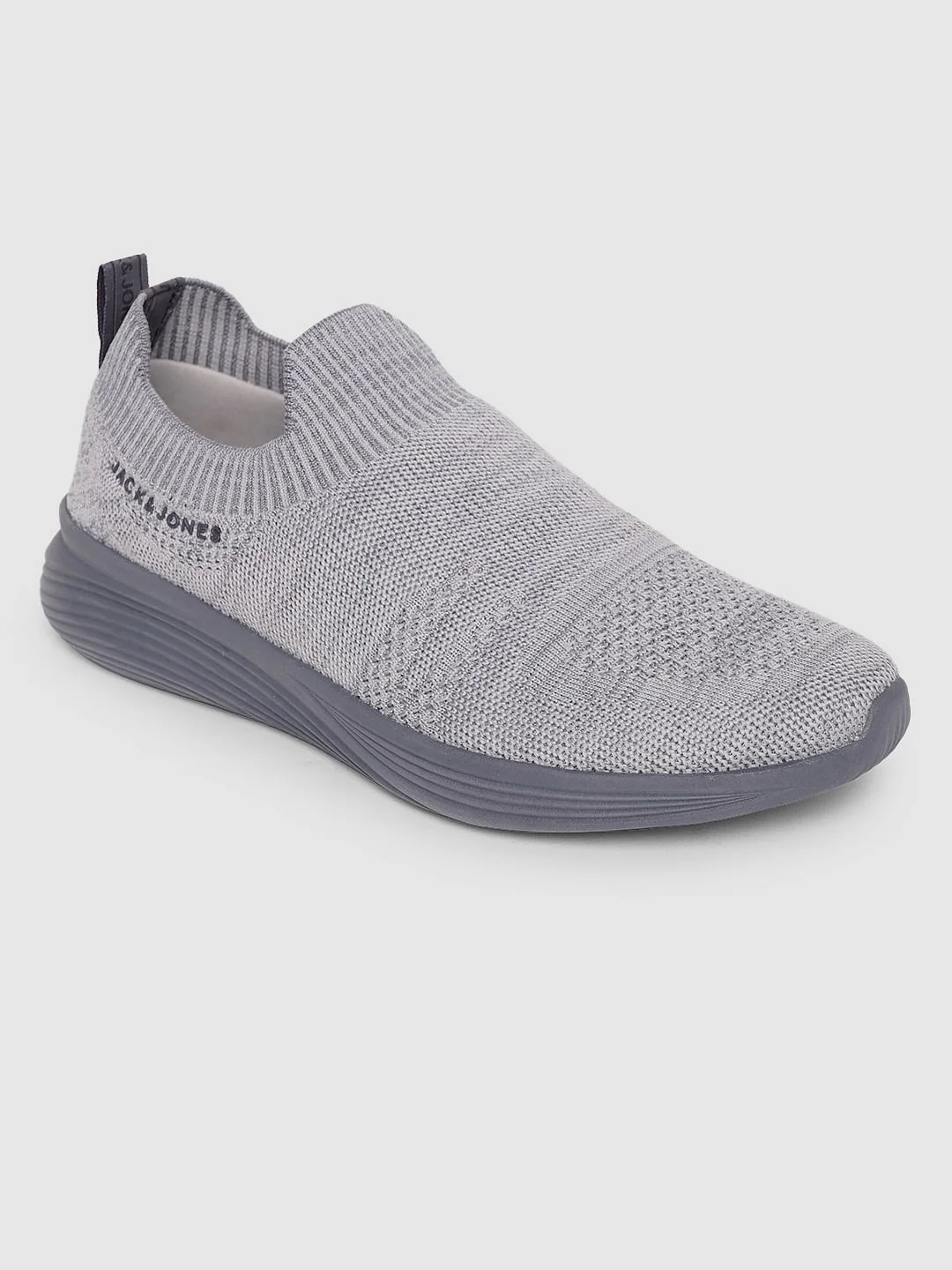 Grey Self-Design Slip On Sneakers