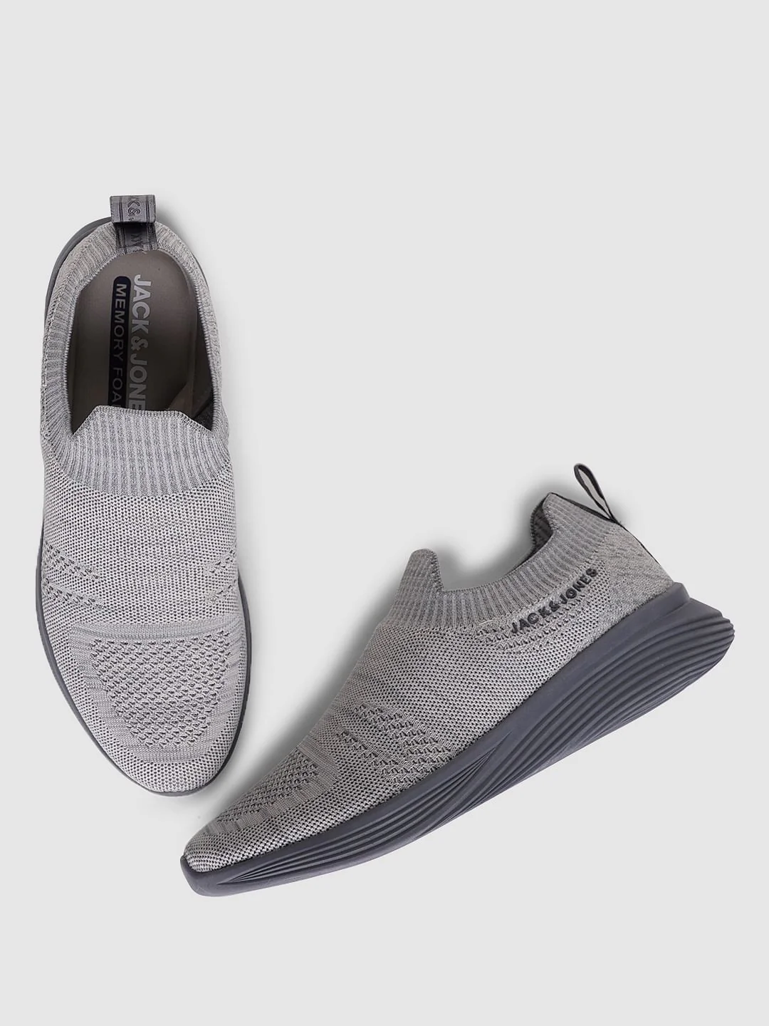 Grey Self-Design Slip On Sneakers - Image 6
