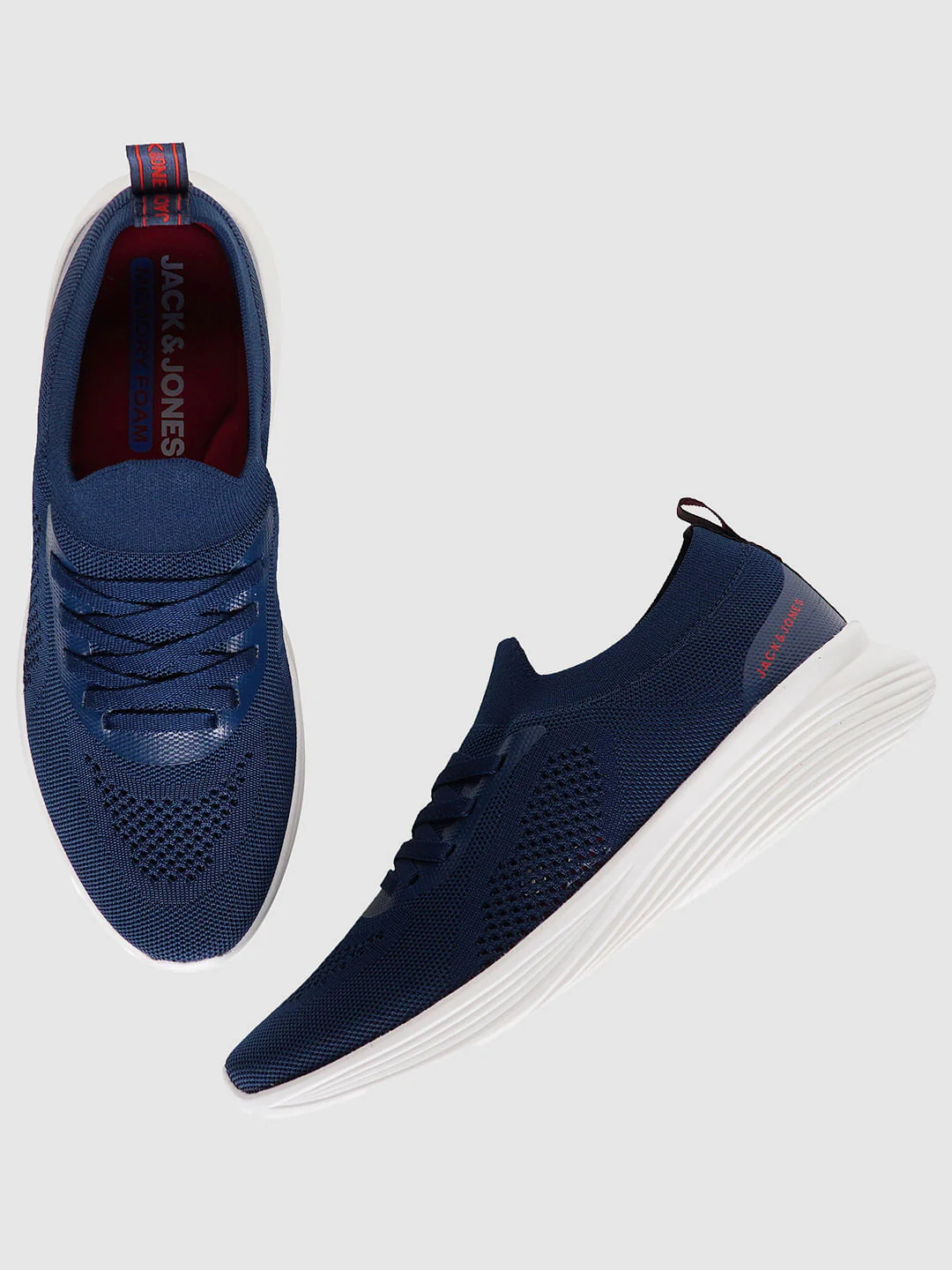 Blue Knit Lace Up Sneakers - Image 2