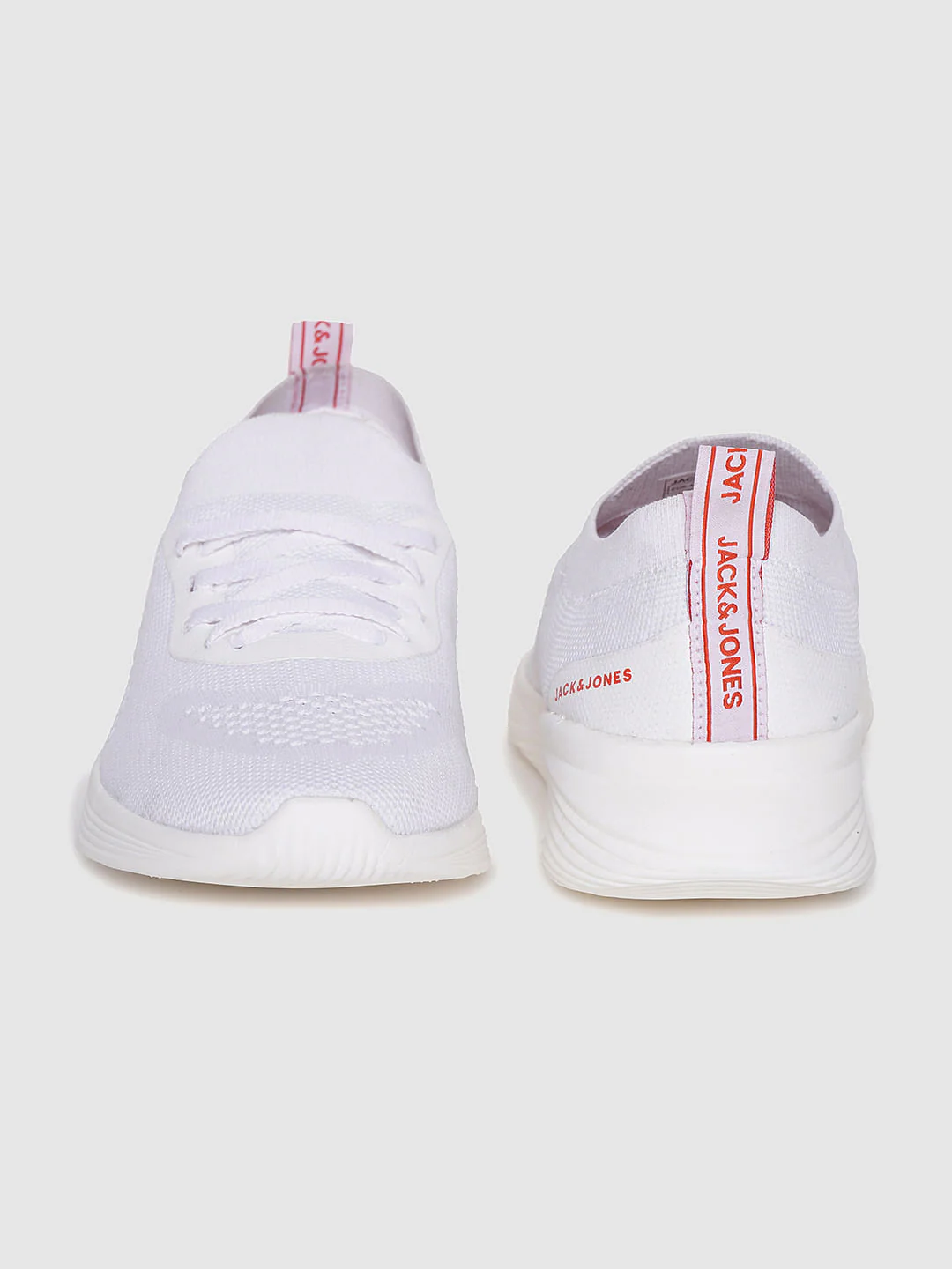 White Knit Lace Up Sneakers - Image 3