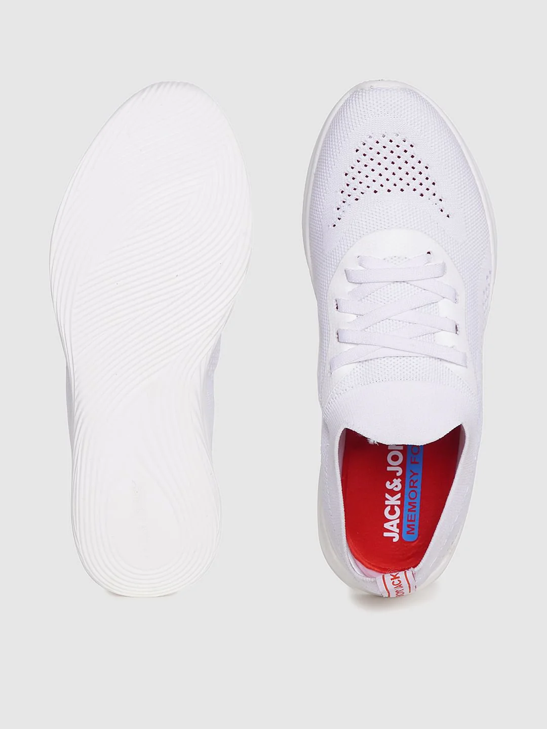 White Knit Lace Up Sneakers - Image 4