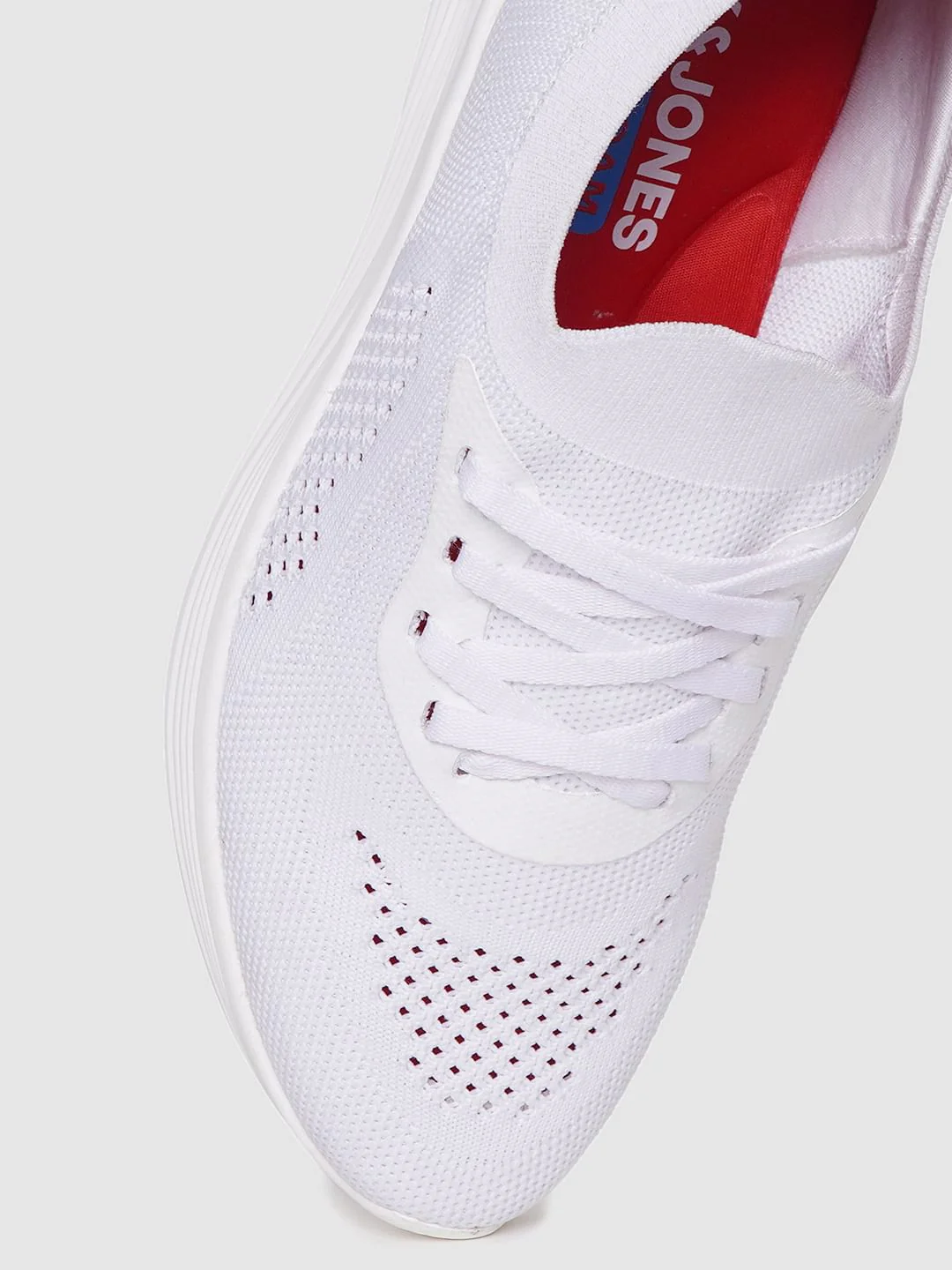 White Knit Lace Up Sneakers - Image 5