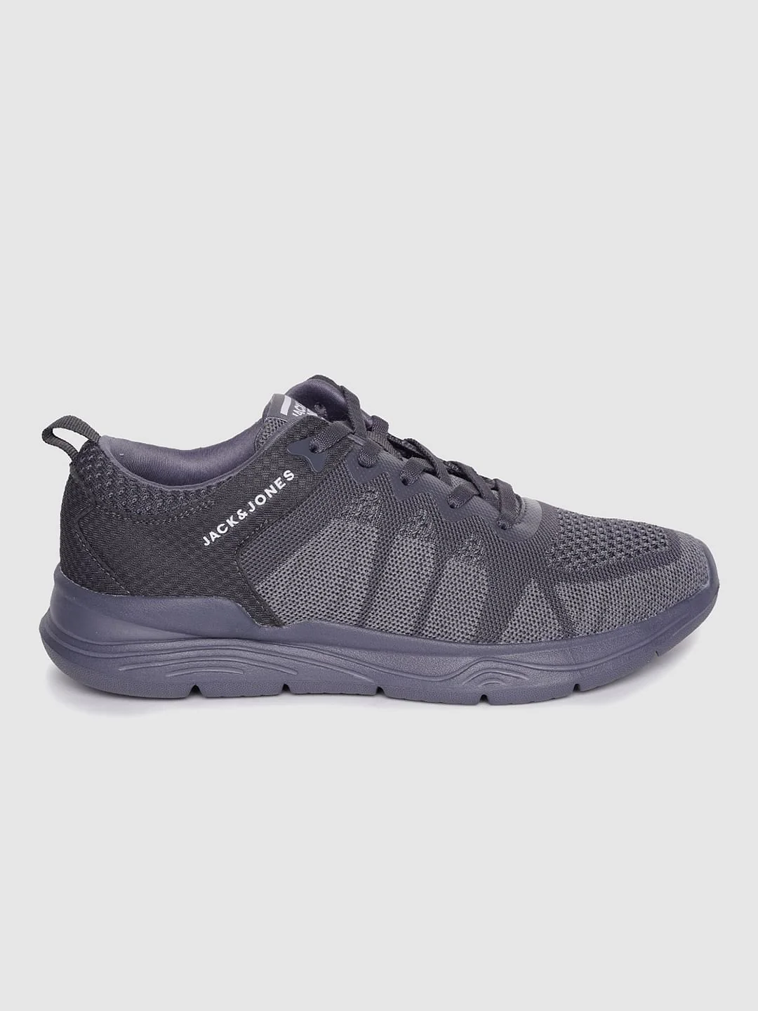 Grey Self-Design Lace Up Sneakers