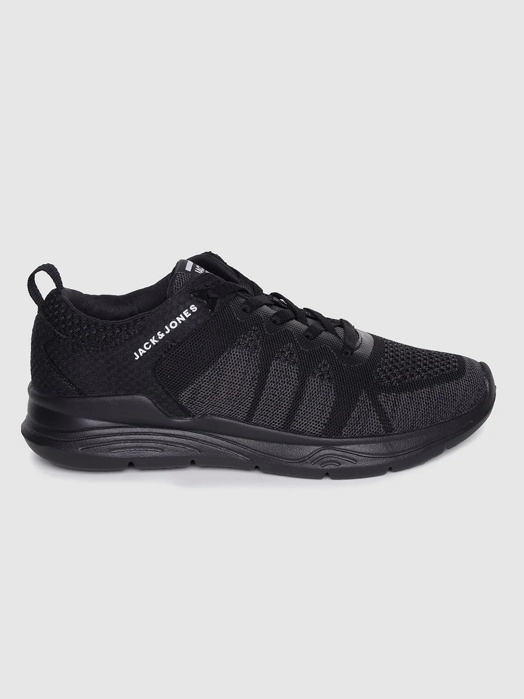 Black Self-Design Lace Up Sneakers