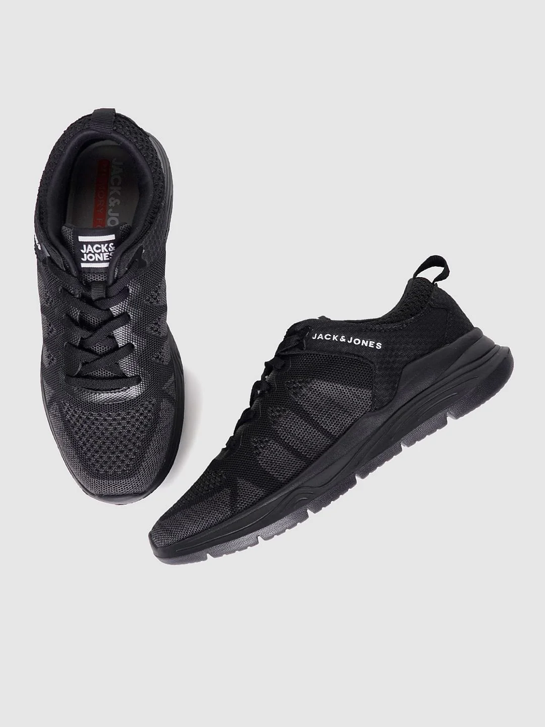 Black Self-Design Lace Up Sneakers - Image 2