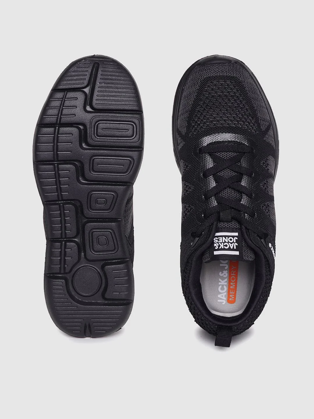 Black Self-Design Lace Up Sneakers - Image 4