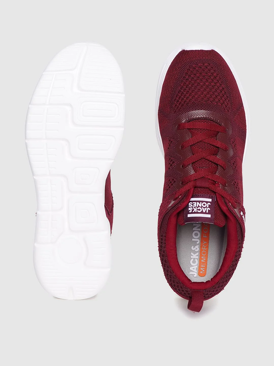 Red Self-Design Lace Up Sneakers - Image 4