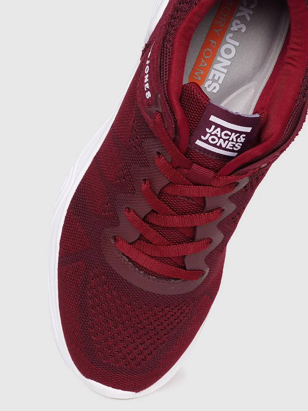 Red Self-Design Lace Up Sneakers - Image 5