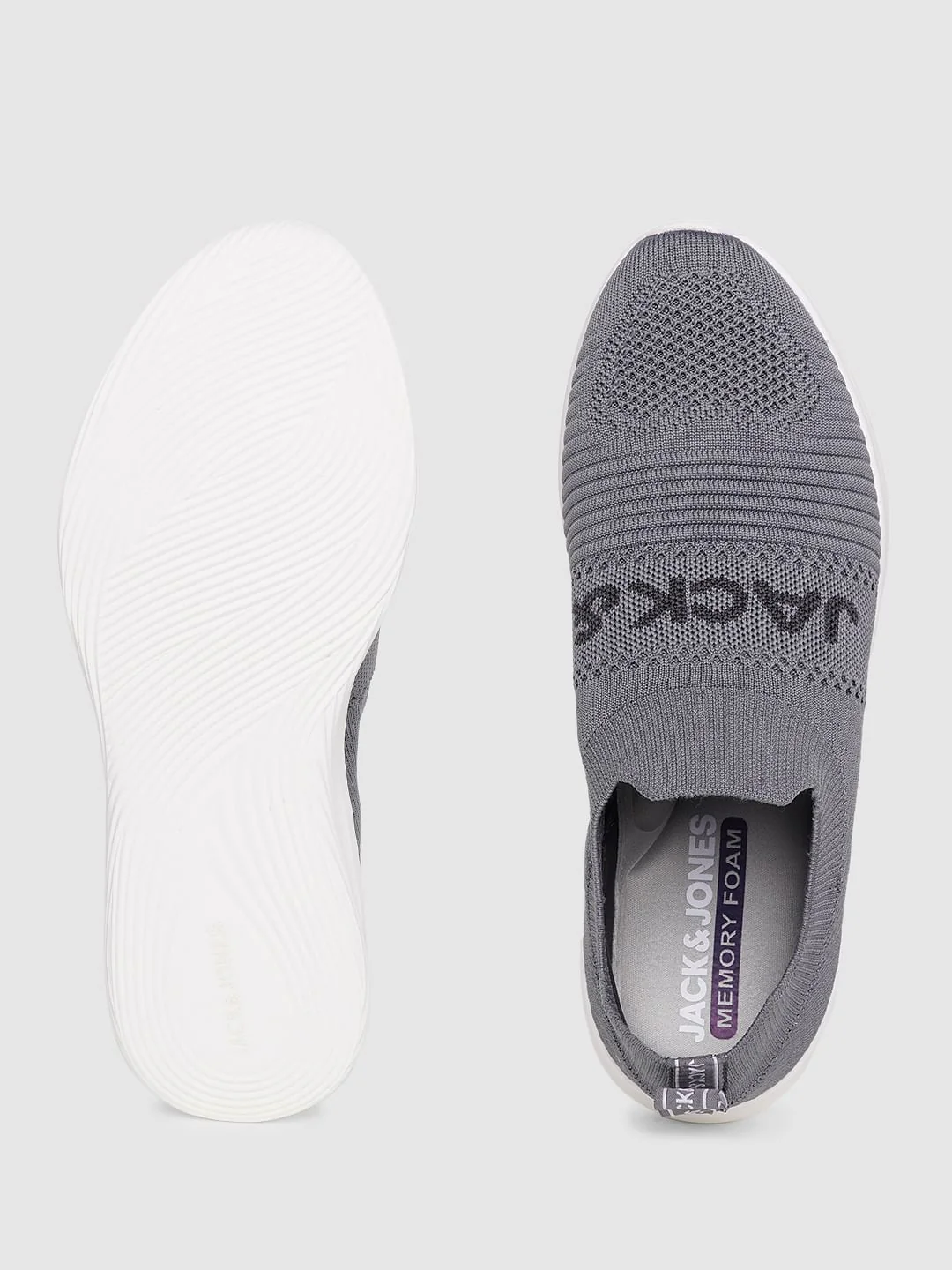 Grey Logo Print Slip On Sneakers - Image 4