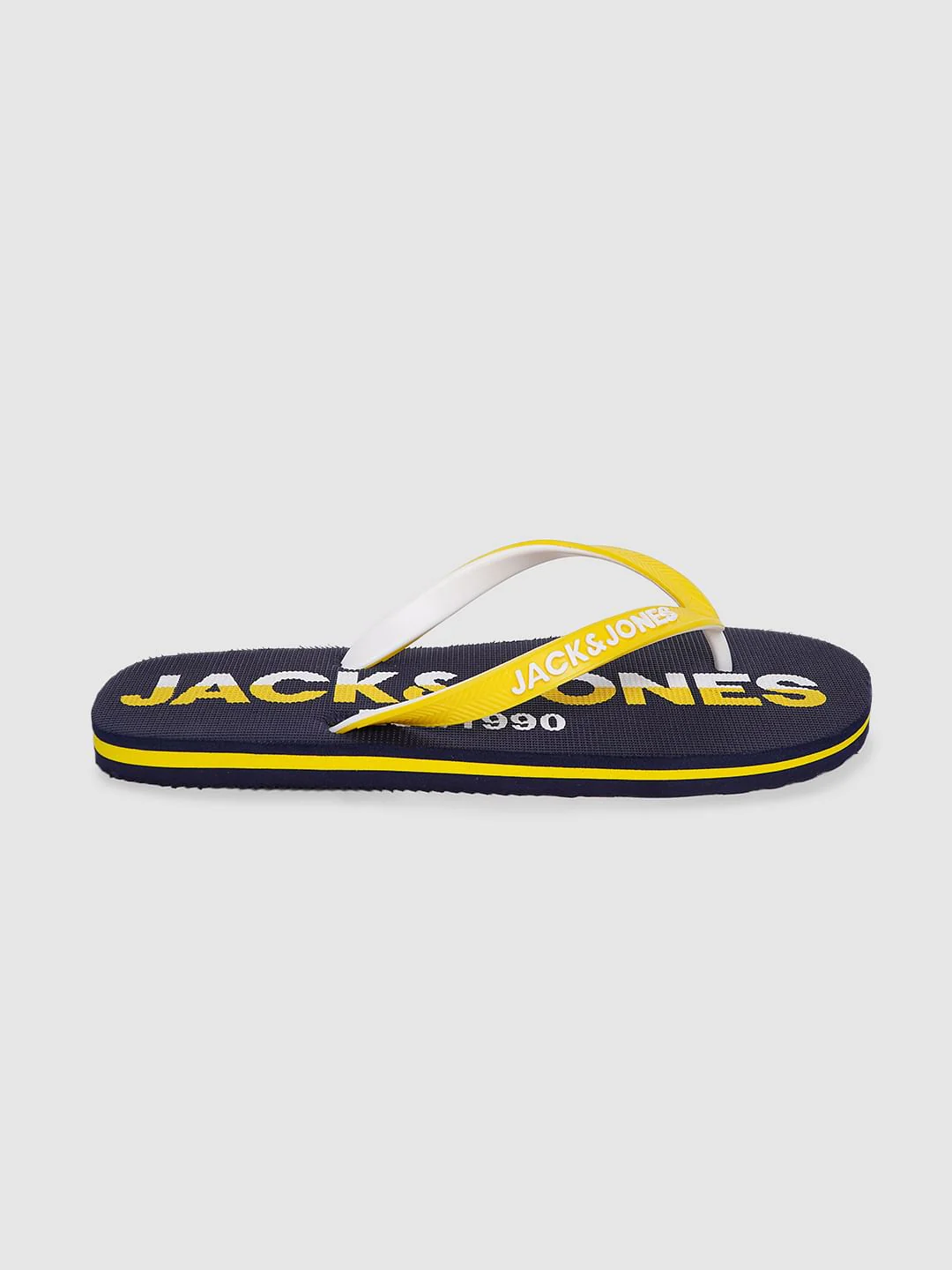 Blue & Yellow Logo Print Flip Flops