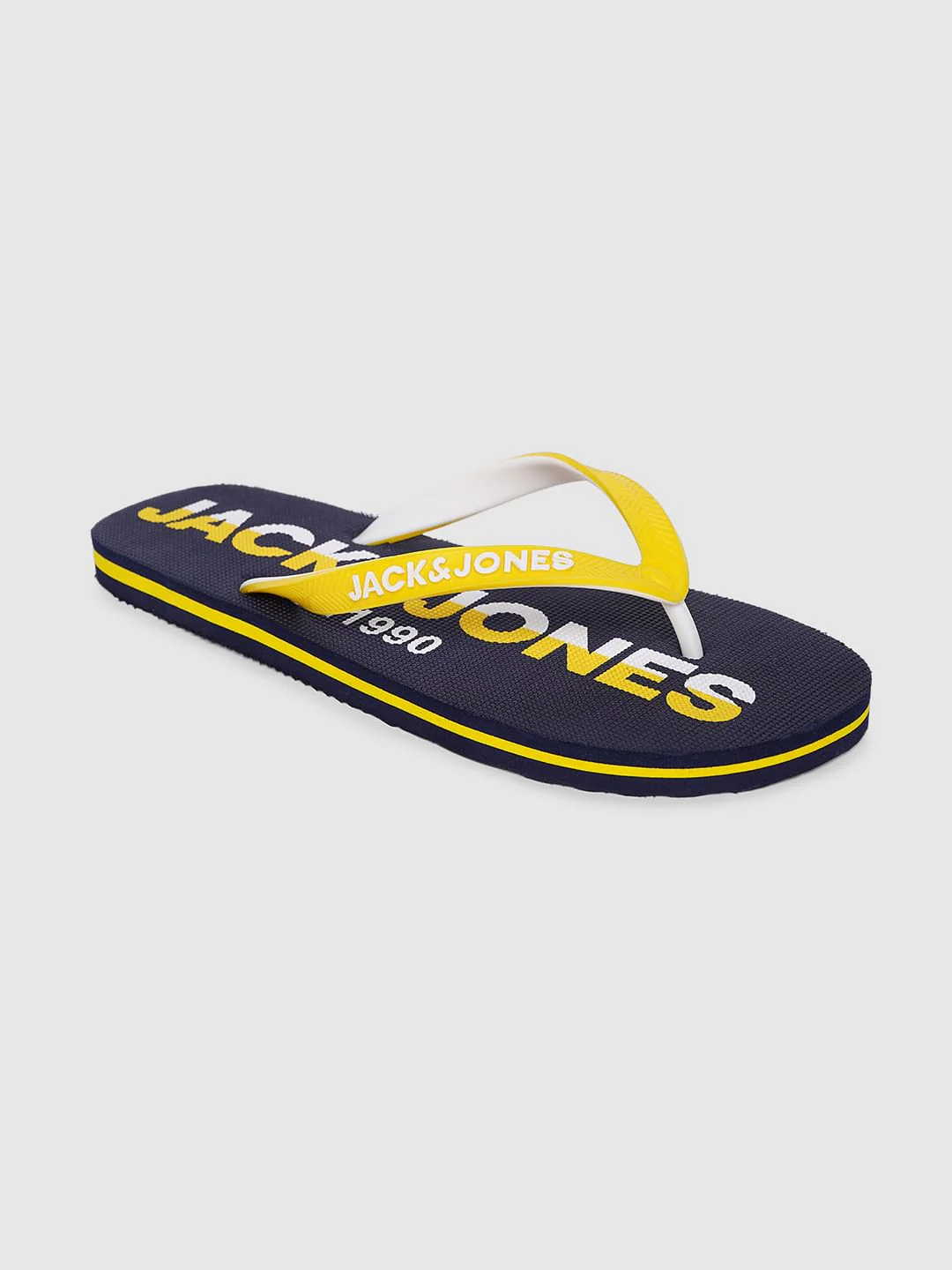 Blue & Yellow Logo Print Flip Flops - Image 2