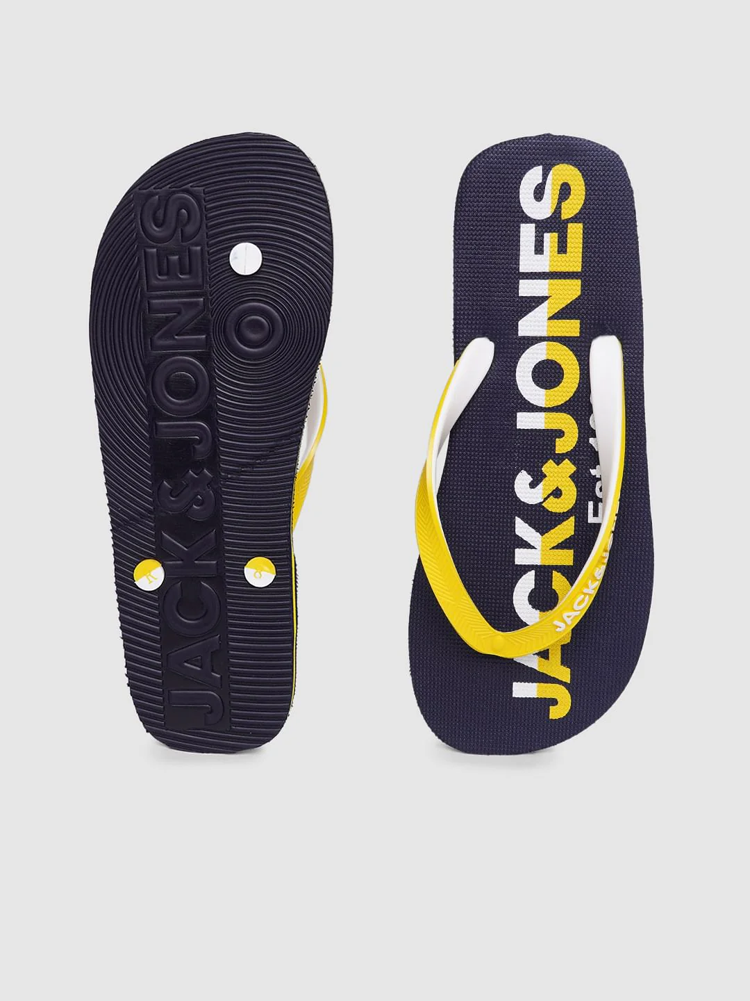 Blue & Yellow Logo Print Flip Flops - Image 5