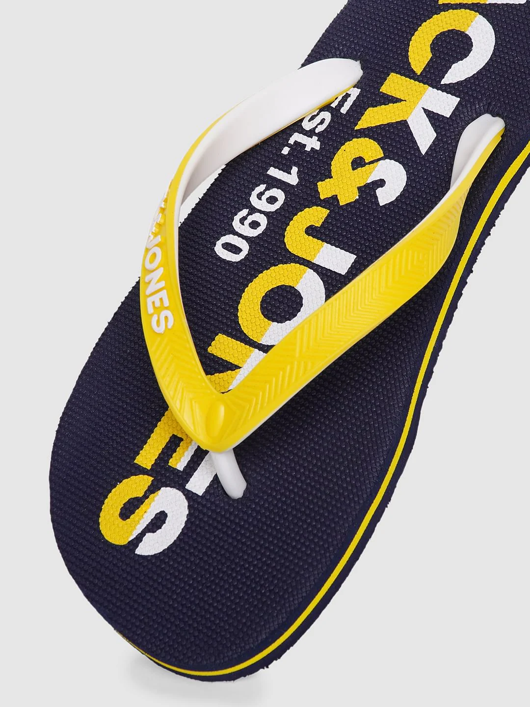 Blue & Yellow Logo Print Flip Flops - Image 6