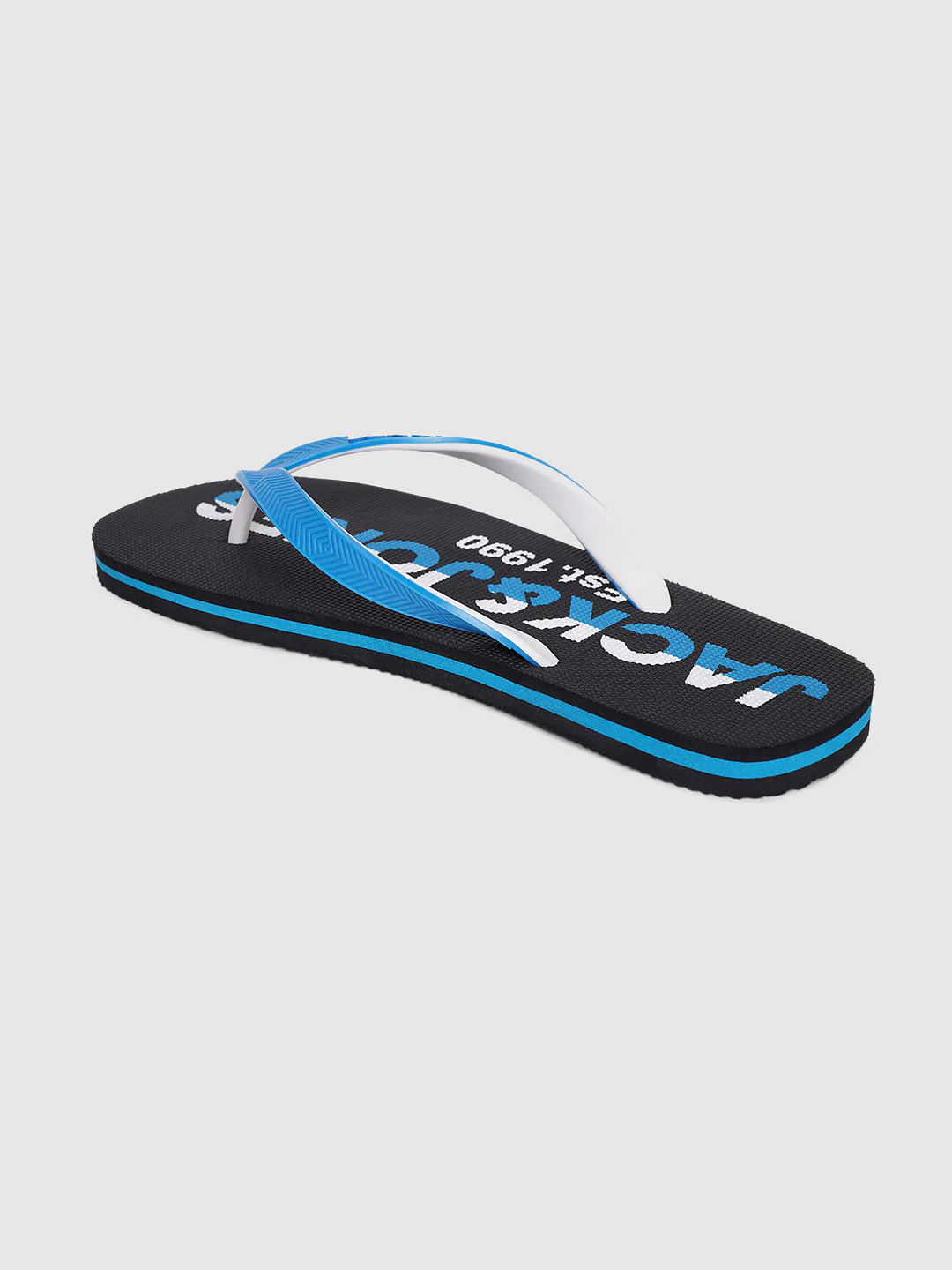 Black & Blue Logo Print Flip Flops - Image 3