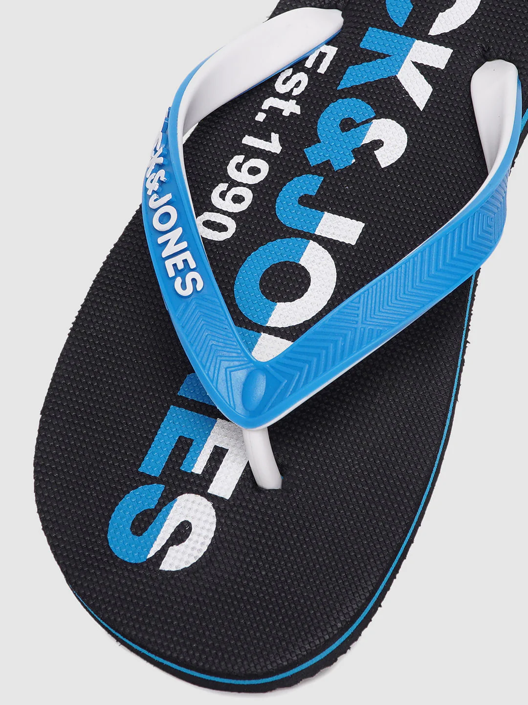 Black & Blue Logo Print Flip Flops - Image 6