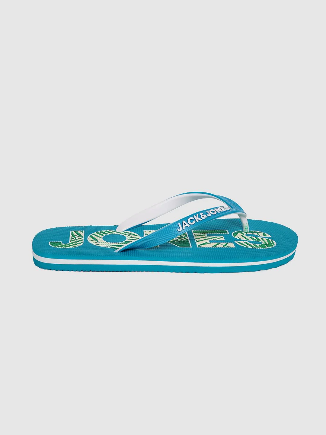 Blue Logo Print Flip Flops