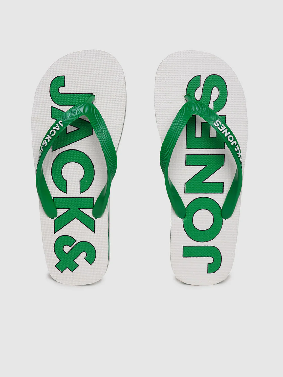 White & Green Logo Print Flip Flops - Image 4