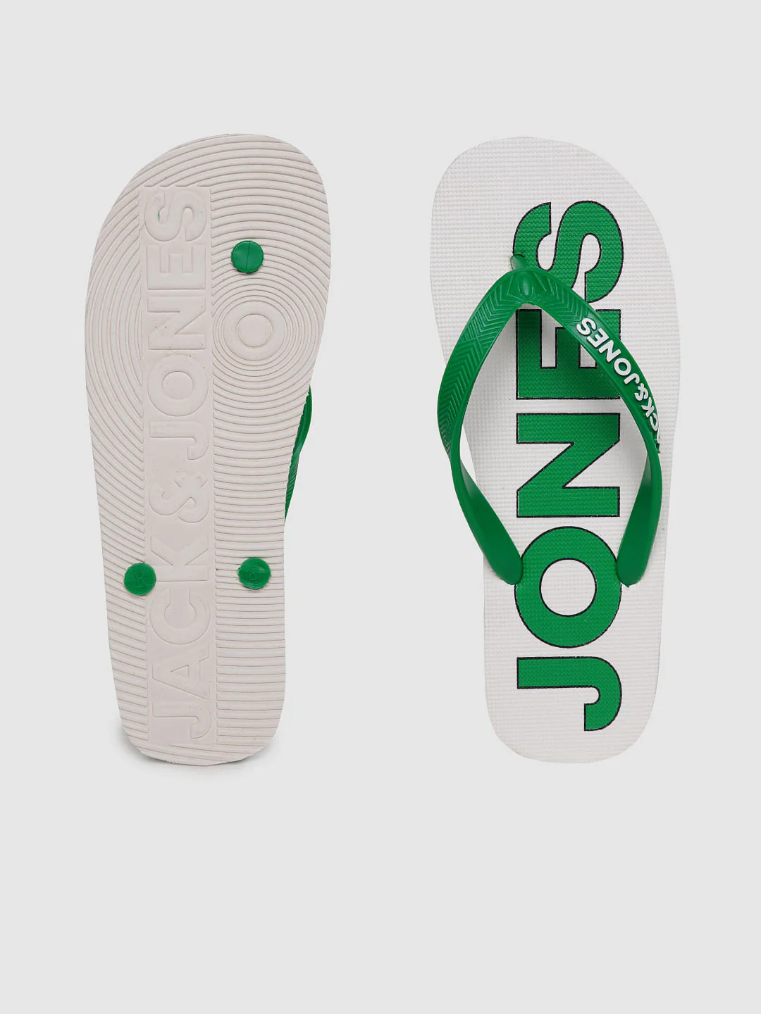 White & Green Logo Print Flip Flops - Image 5