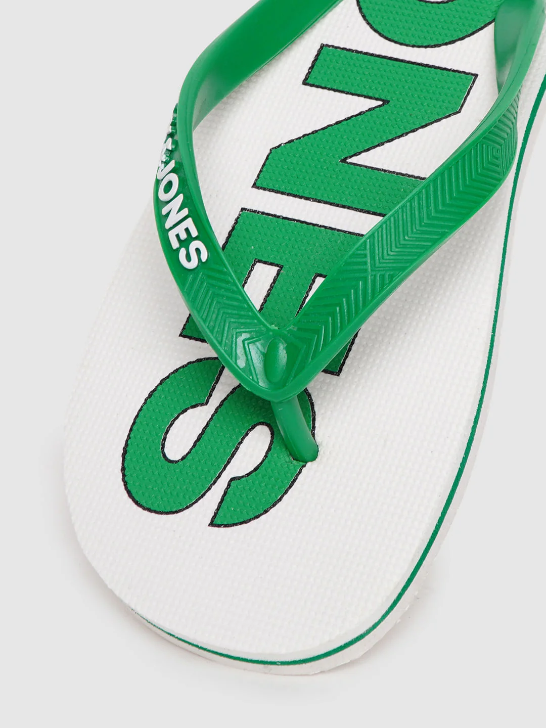 White & Green Logo Print Flip Flops - Image 6