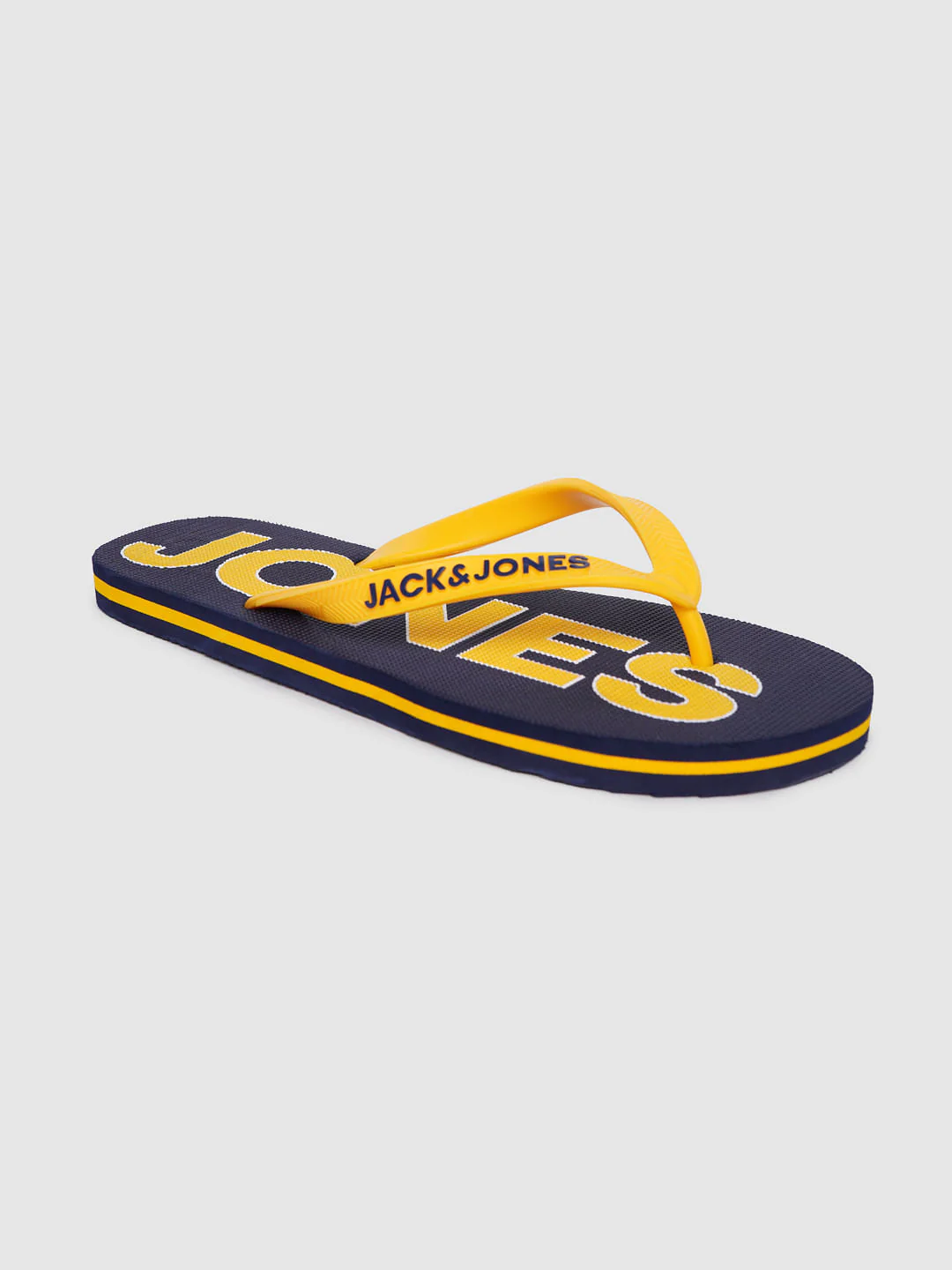 Blue & Yellow Logo Print Flip Flops - Image 2