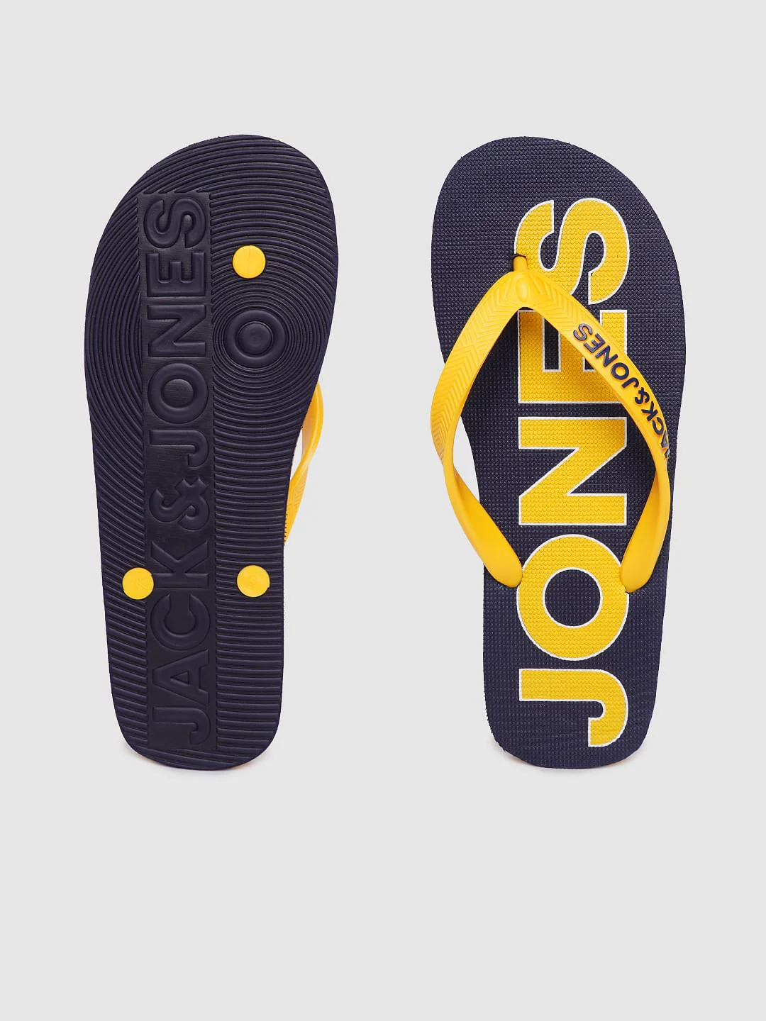 Blue & Yellow Logo Print Flip Flops - Image 5