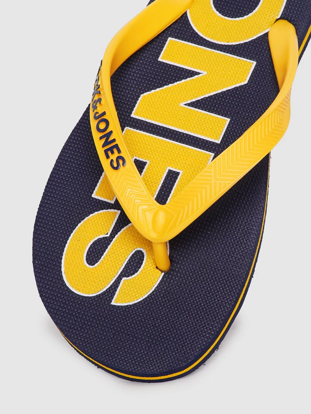 Blue & Yellow Logo Print Flip Flops - Image 6