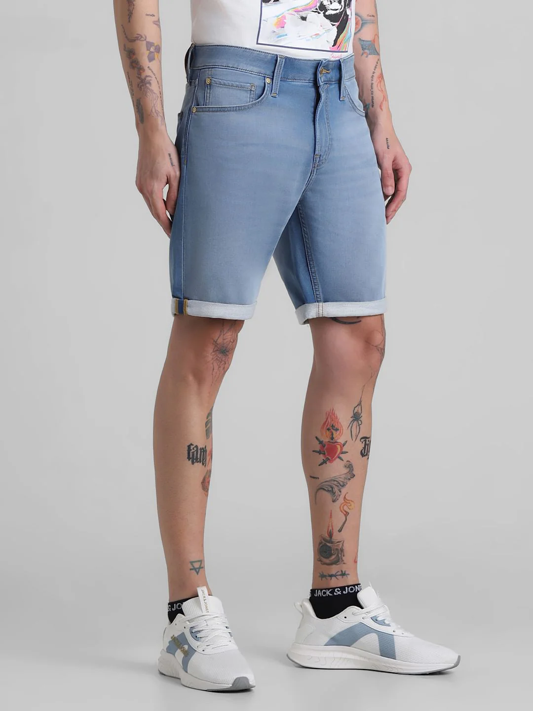 Light Blue Low Rise Denim Shorts - Image 2
