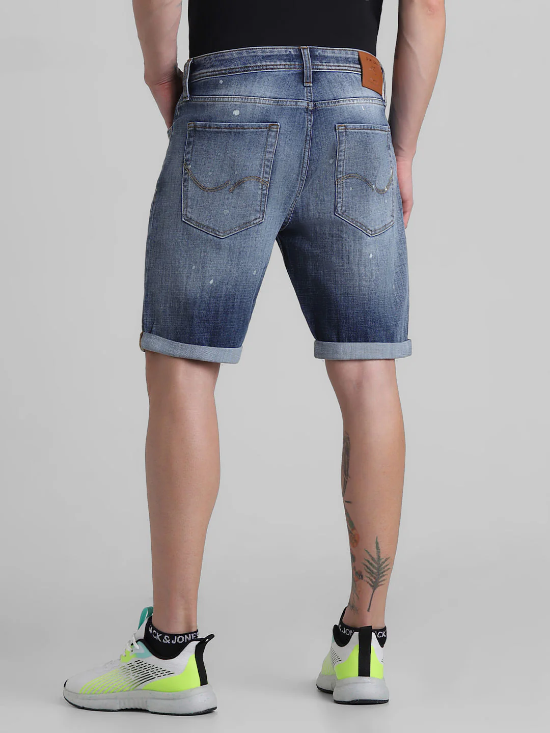 Blue Low Rise Distressed Denim Shorts - Image 3