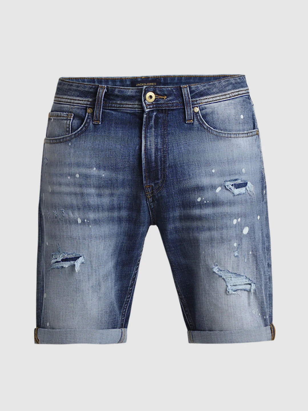 Blue Low Rise Distressed Denim Shorts - Image 6