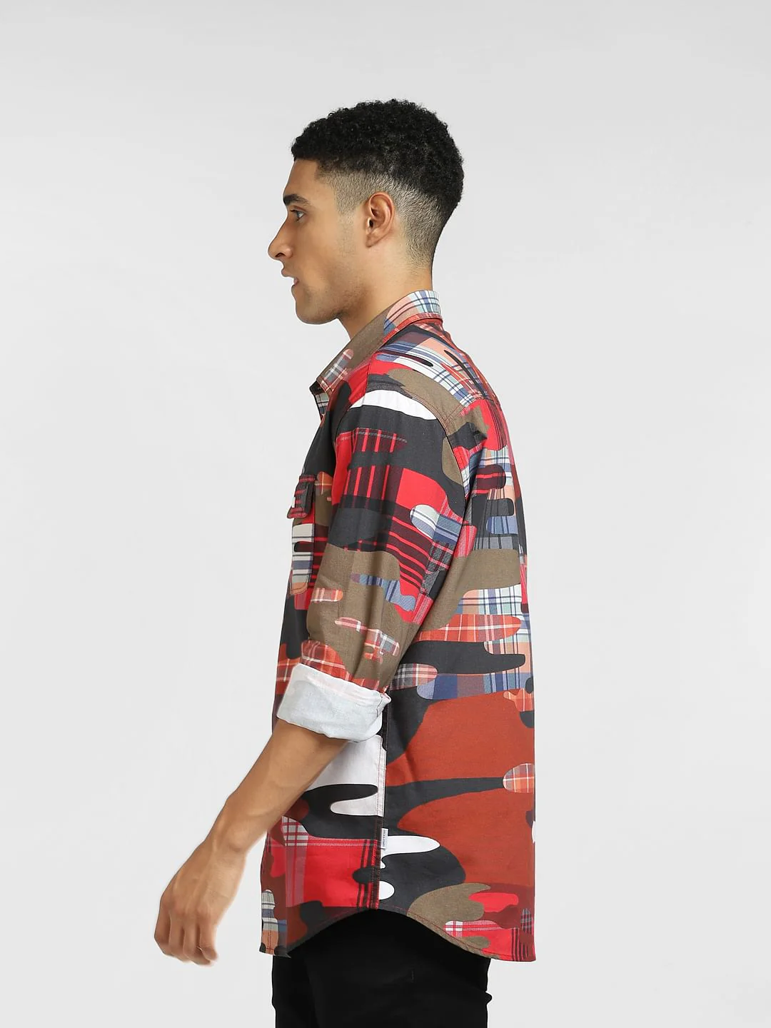 Red Abstract Print Full Sleeves Shirt - Image 3