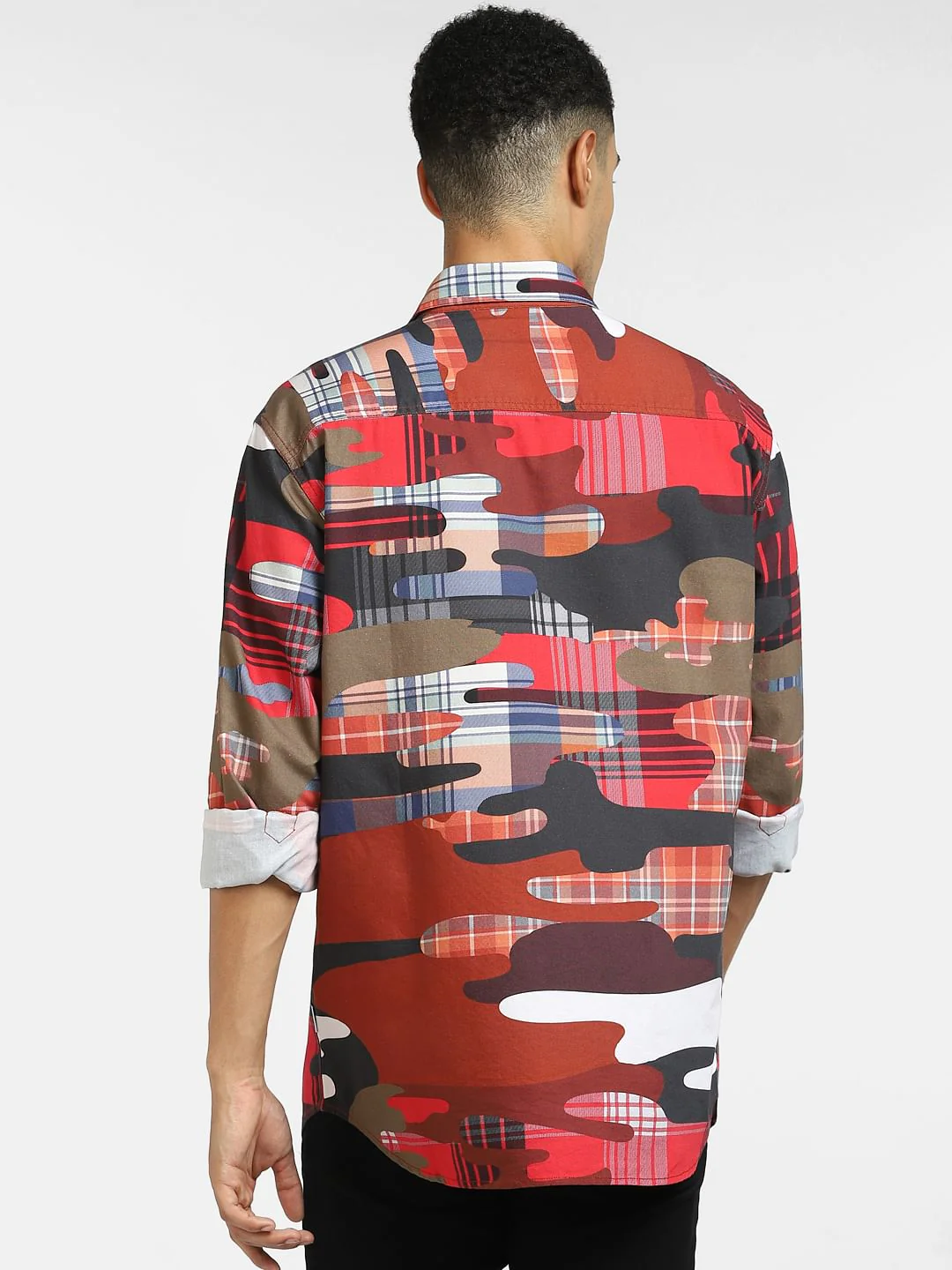 Red Abstract Print Full Sleeves Shirt - Image 4