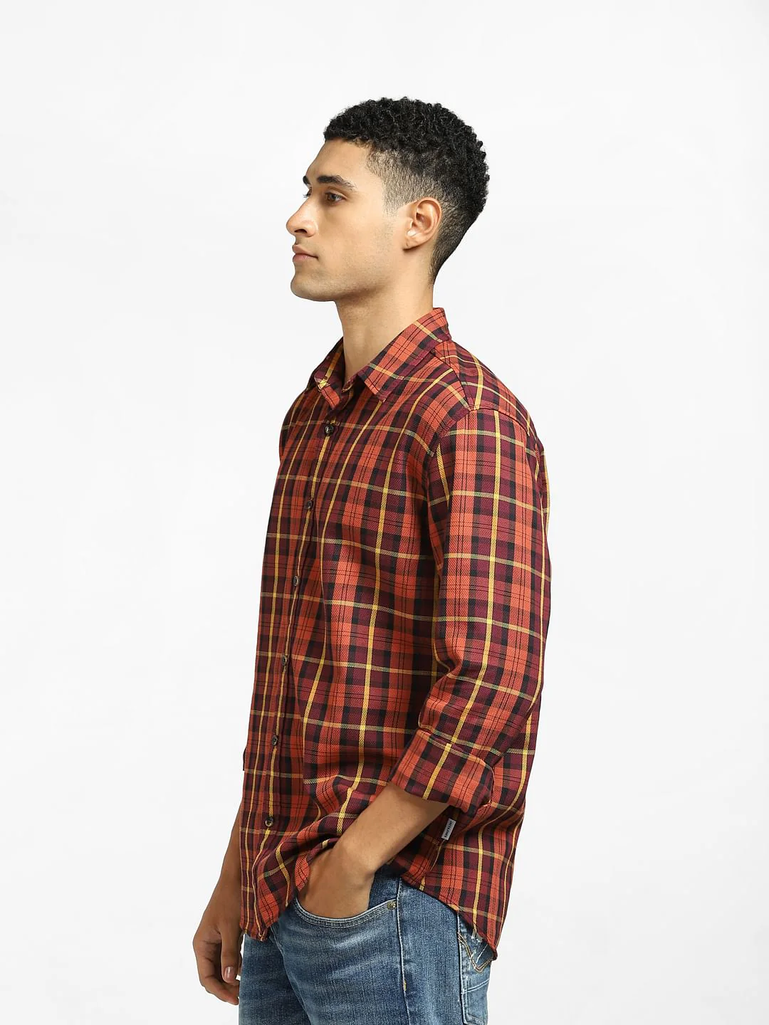 Orange Check Full Sleeves Shirt - Image 3