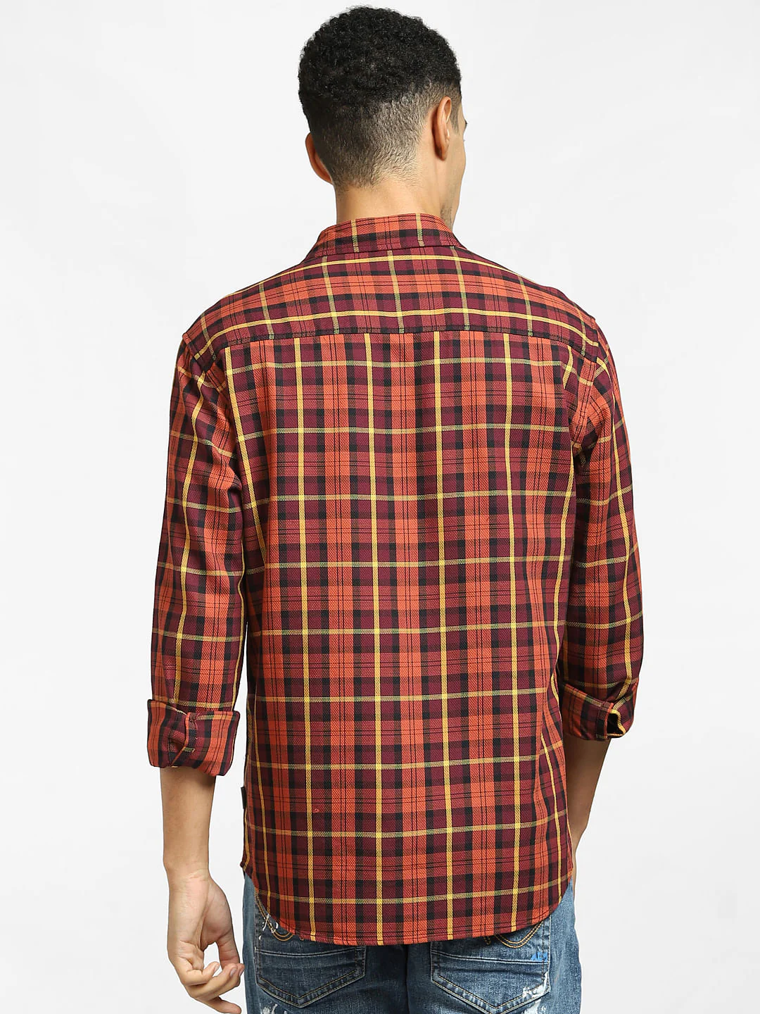 Orange Check Full Sleeves Shirt - Image 4