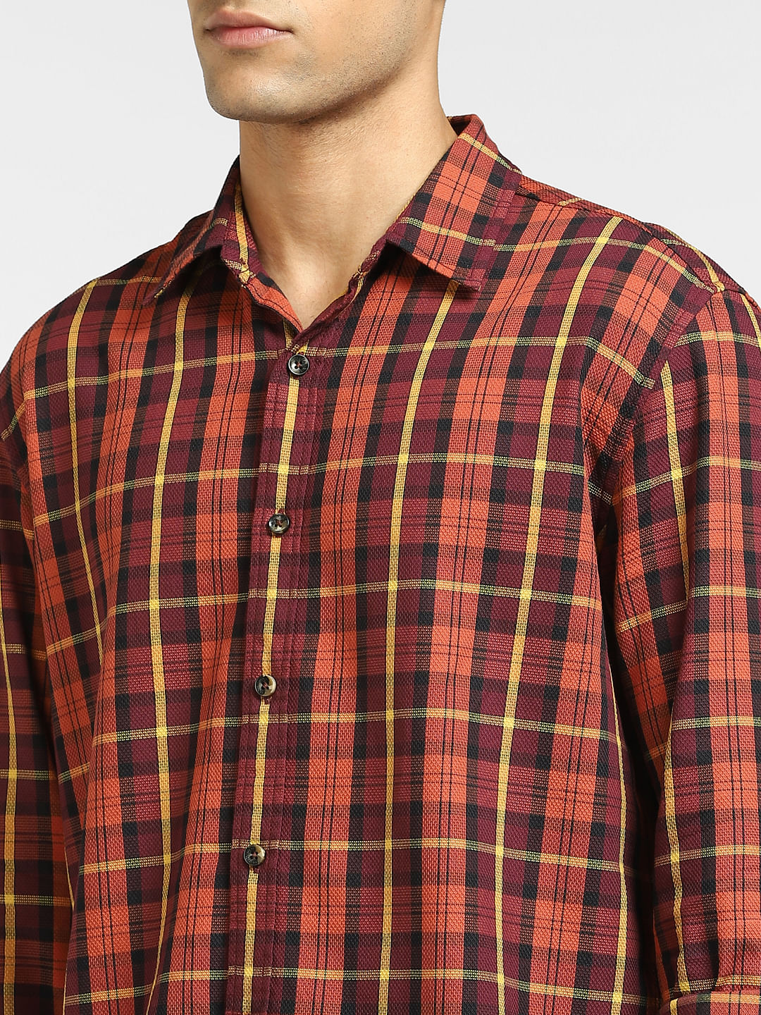 Orange Check Full Sleeves Shirt - Image 5