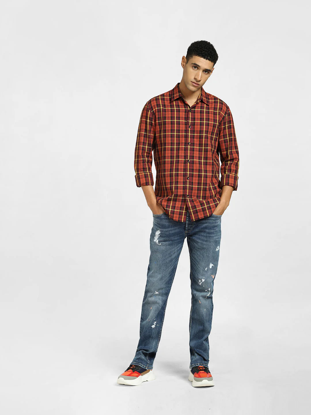Orange Check Full Sleeves Shirt - Image 6