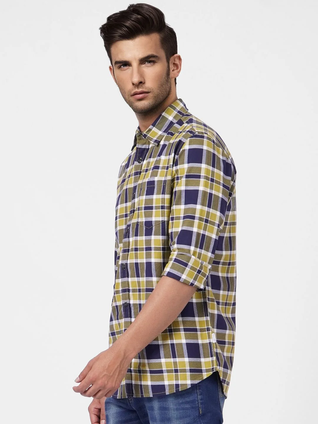 Yellow Check Full Sleeves Shirt - Image 3