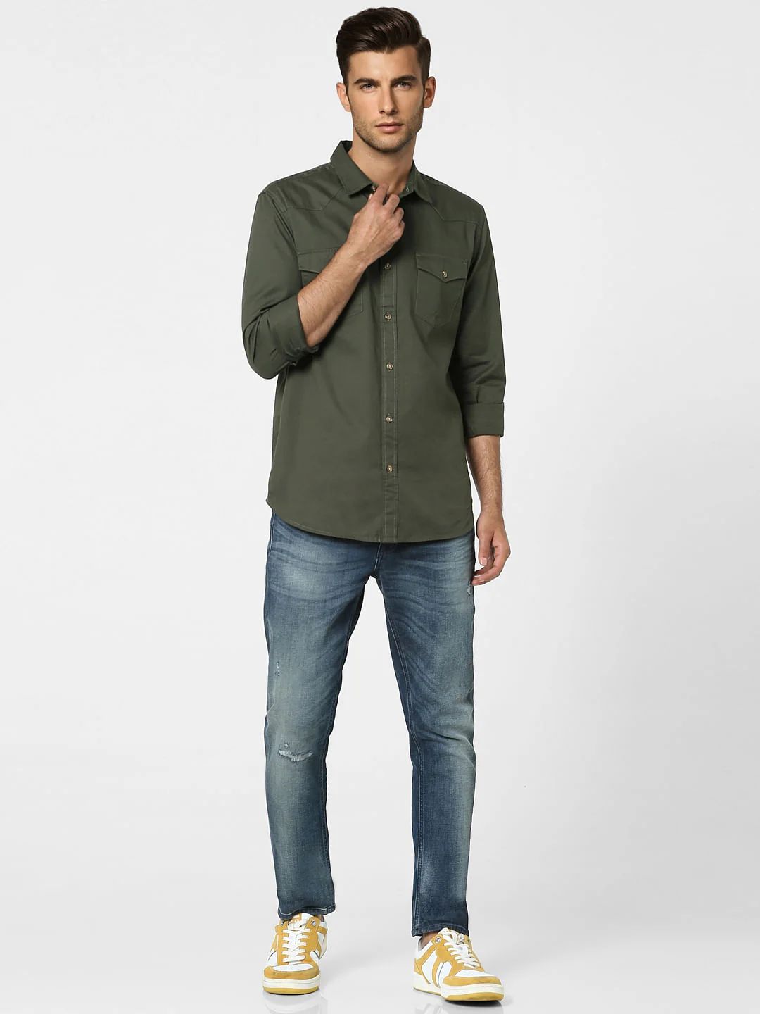 Green Solid Full Sleeves Shirt - Image 6