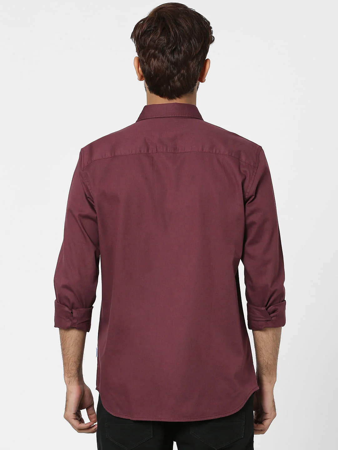 Maroon Solid Full Sleeves Shirt - Image 4