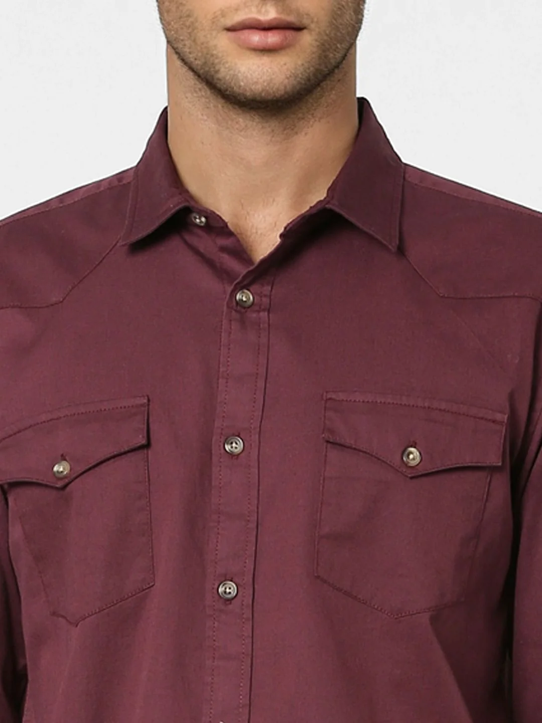 Maroon Solid Full Sleeves Shirt - Image 5