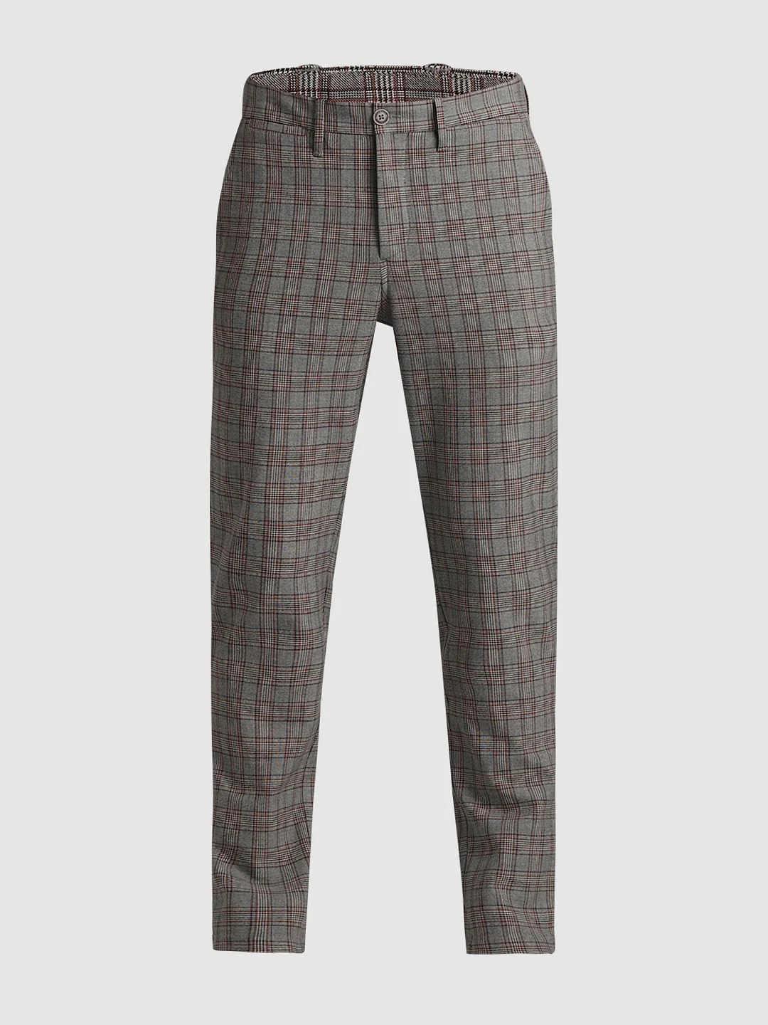 Brown Mid Rise Check Pants - Image 7