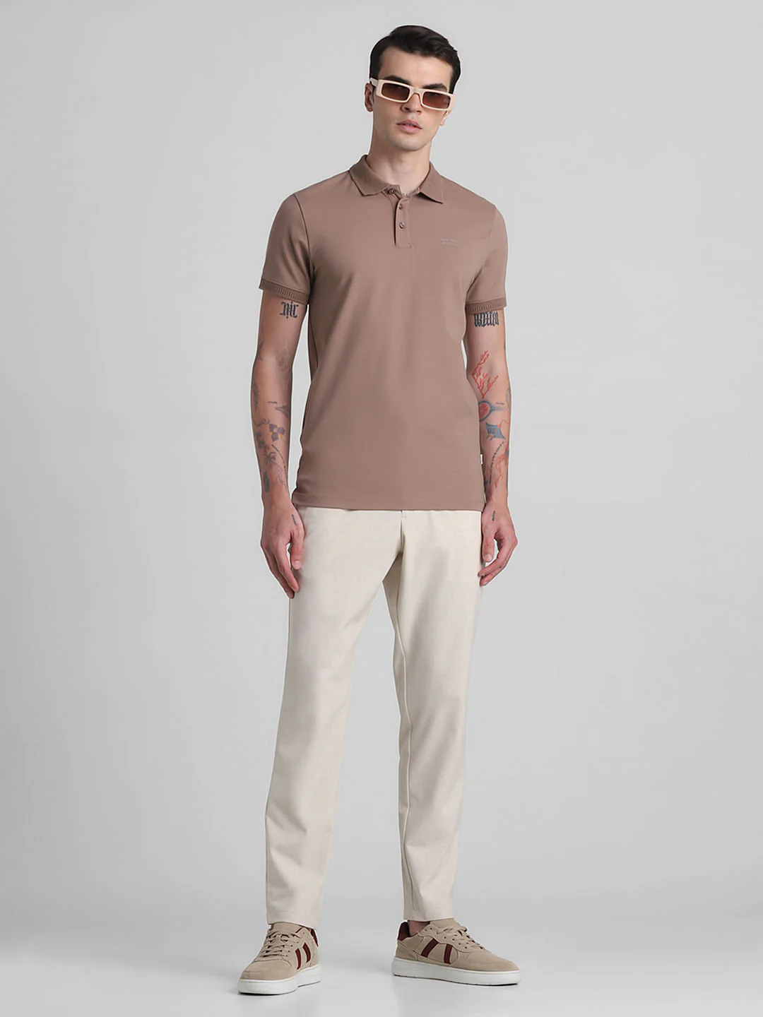 Beige Mid Rise Casual Pants - Image 6
