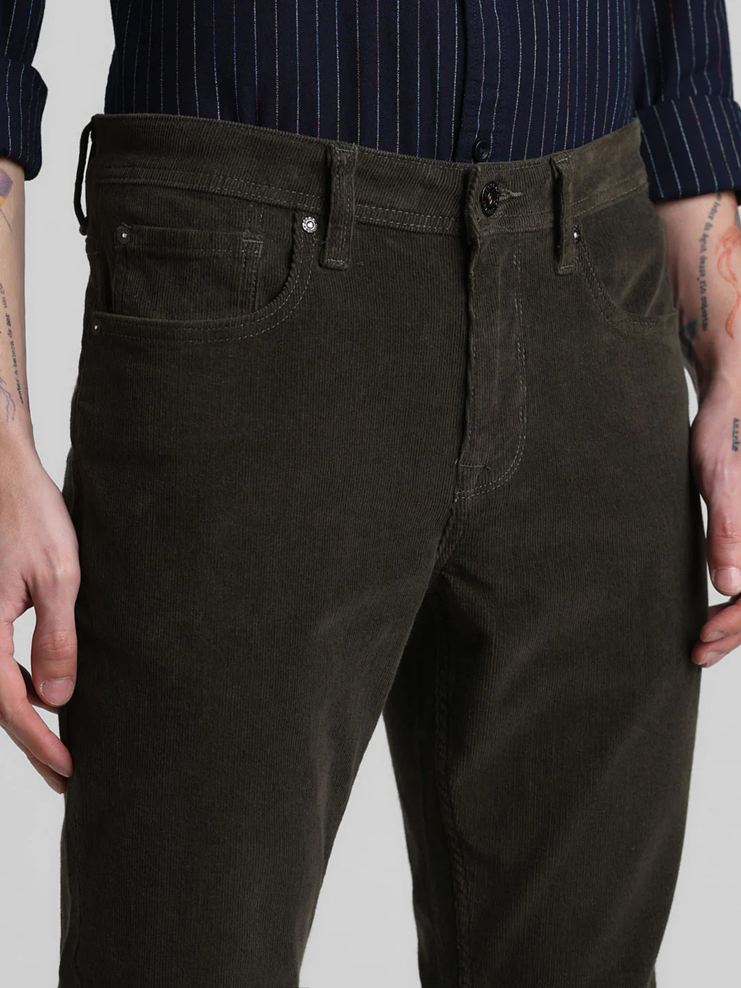 Olive Mid Rise Corduroy Pants - Image 4