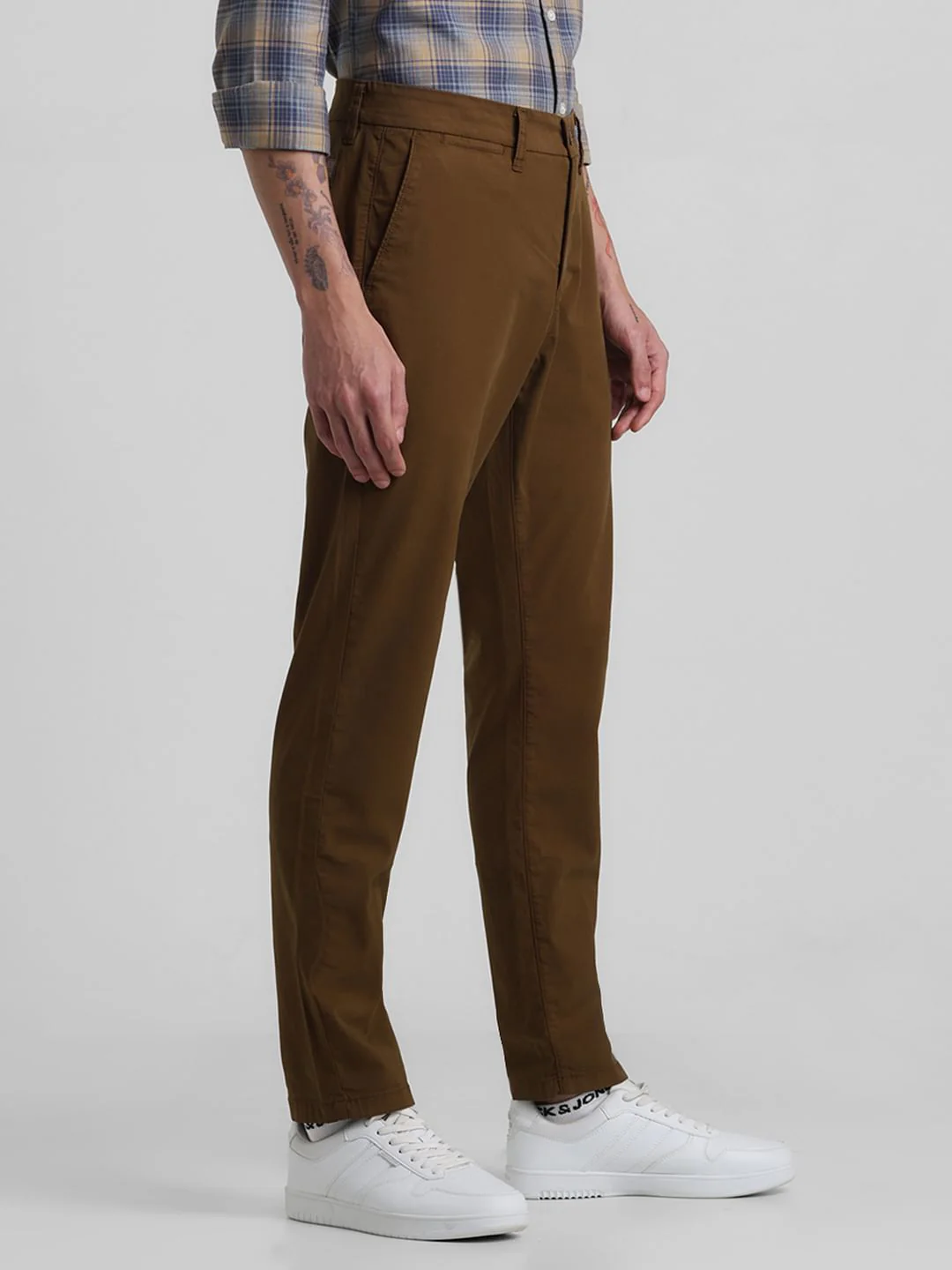 Dark Brown Mid Rise Slim Fit Pants - Image 2