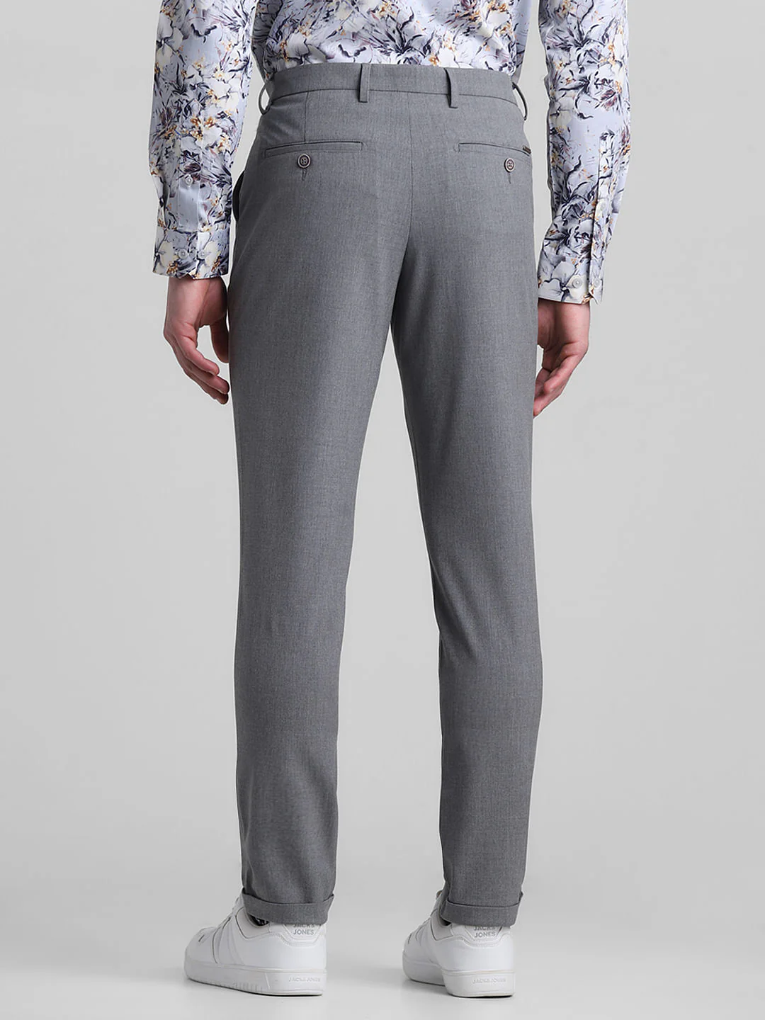 Grey Mid Rise Slim Fit Pants - Image 3