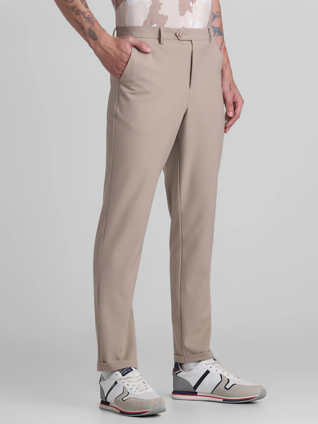 Brown Mid Rise Slim Fit Pants - Image 2